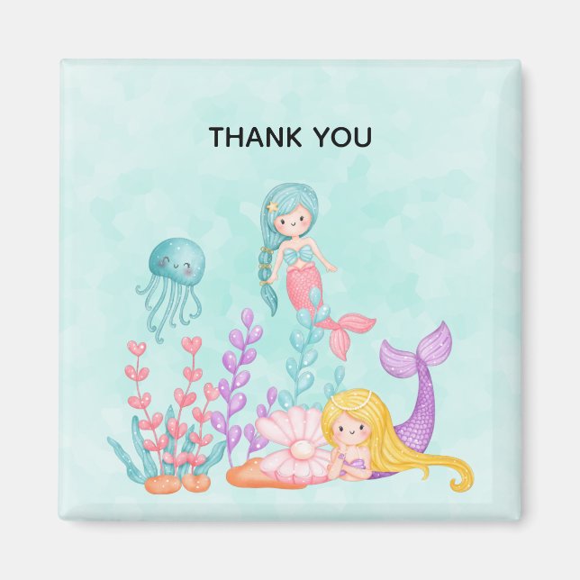 Mermaids & Jellyfish Under the Sea Thank You Magnet (Front)