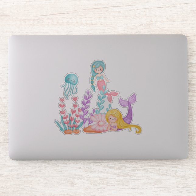 Mermaids & Jellyfish Under the Sea Watercolor (Computer)
