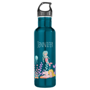Mermaids & Jellyfish Under the Sea Watercolor 710 Ml Water Bottle