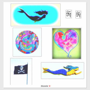 mermaids love heart om jolly roger