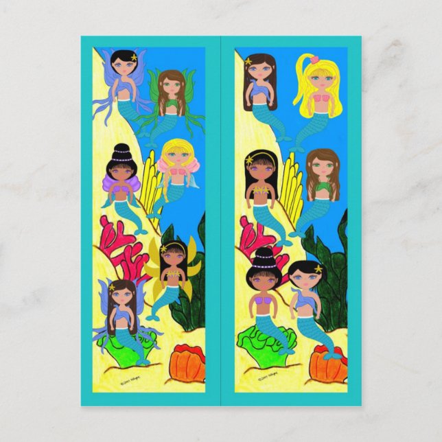Mermaids & Merfaeries Postcard Bookmarks (Front)