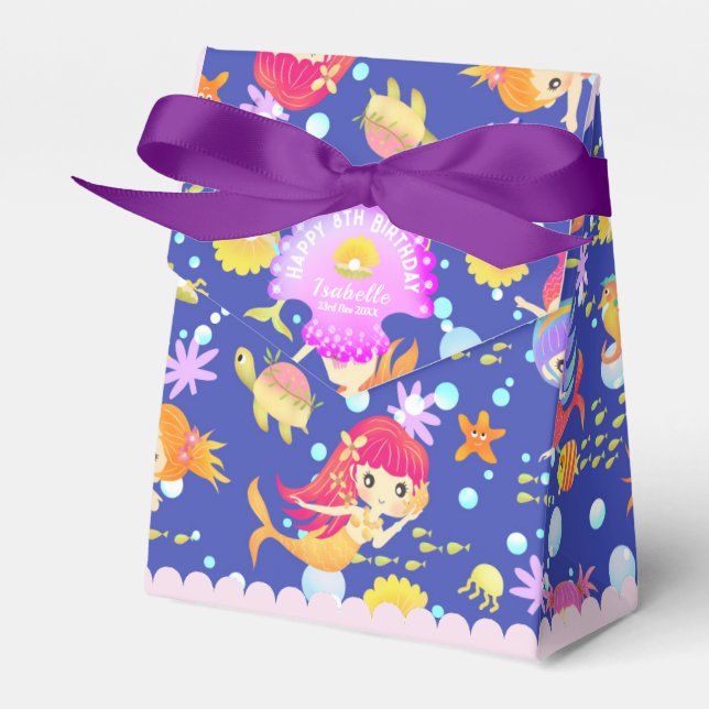 Mermaids Navy Blue  Favour Box (Front Side)