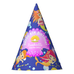 Mermaids Navy Blue  Party Hat