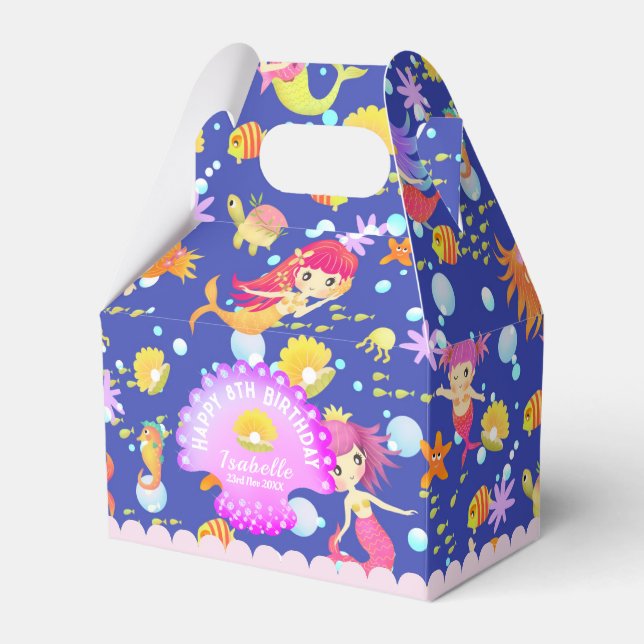 Mermaids Navy Blue Tent Favour Box (Front Side)