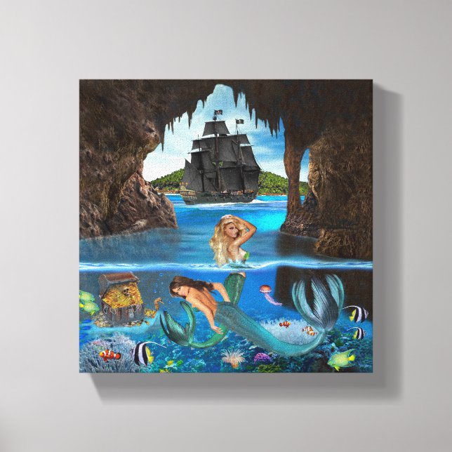 MERMAIDS OF THE PIRATE CAVE CANVAS PRINT (Front)