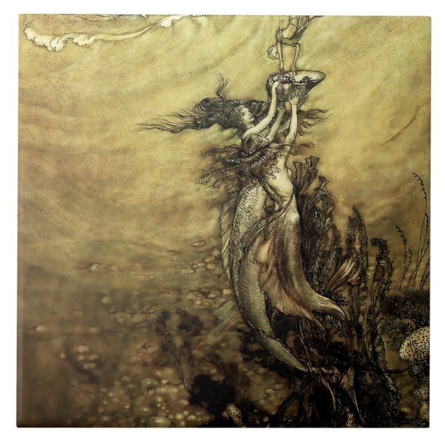 “Mermaids of the Rhine” by Arthur Rackham Tile (Front)