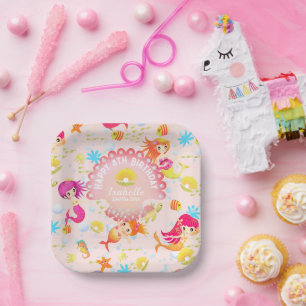 Mermaids Peach Pink Paper Plate