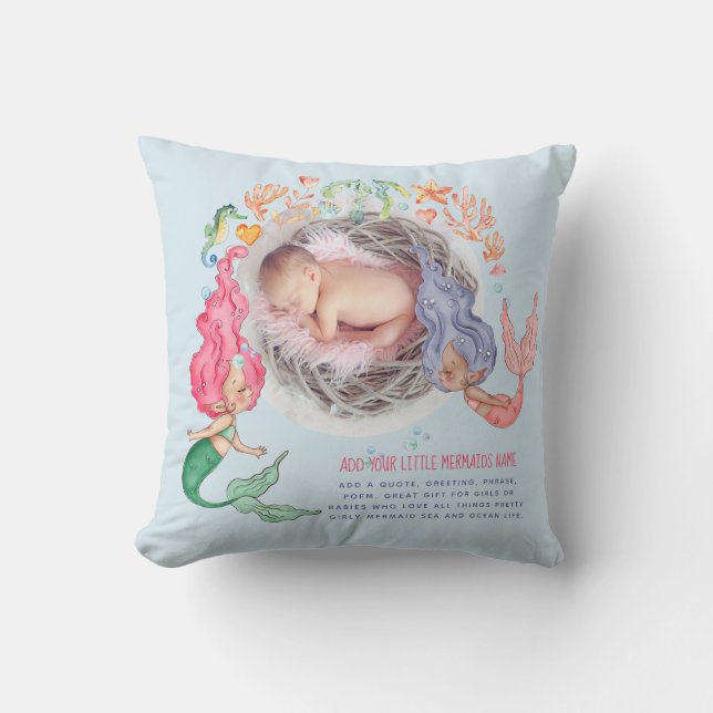 Mermaids Personalised PHOTO Gift  Cushion (Front)
