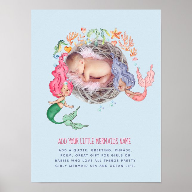 Mermaids PHOTO Announcement Wall Art or Welcome    (Front)