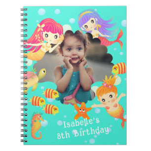 Mermaids Photo Aqua Notebook