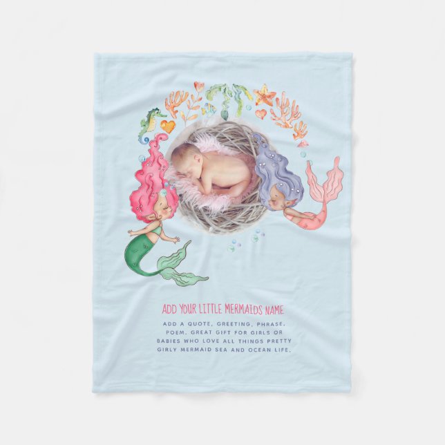 Mermaids PHOTO New Baby Fleece Blanket (Front)