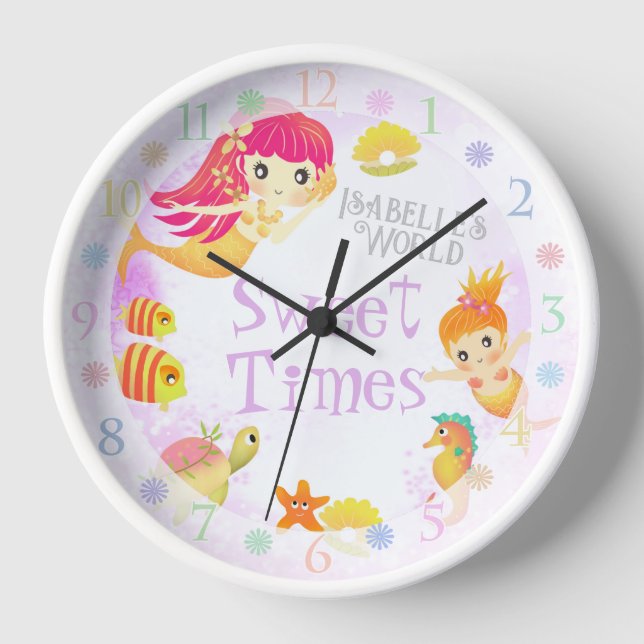 Mermaids Pink Clock (Front)