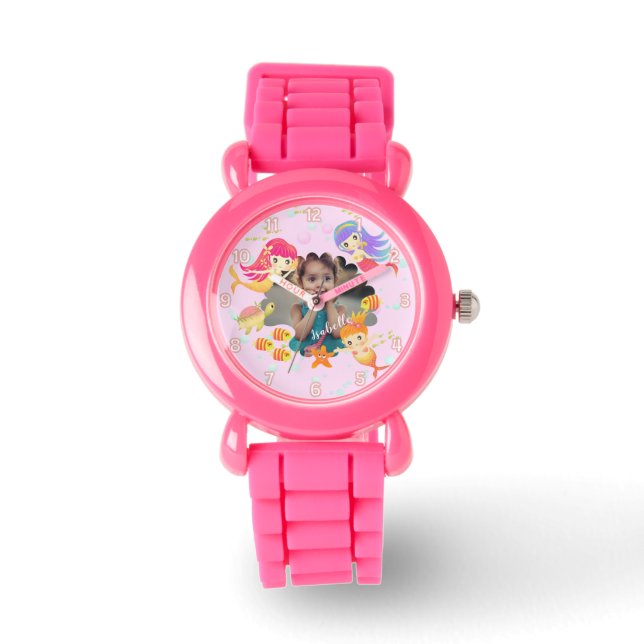 Mermaids Pink Photo Watch (Front)