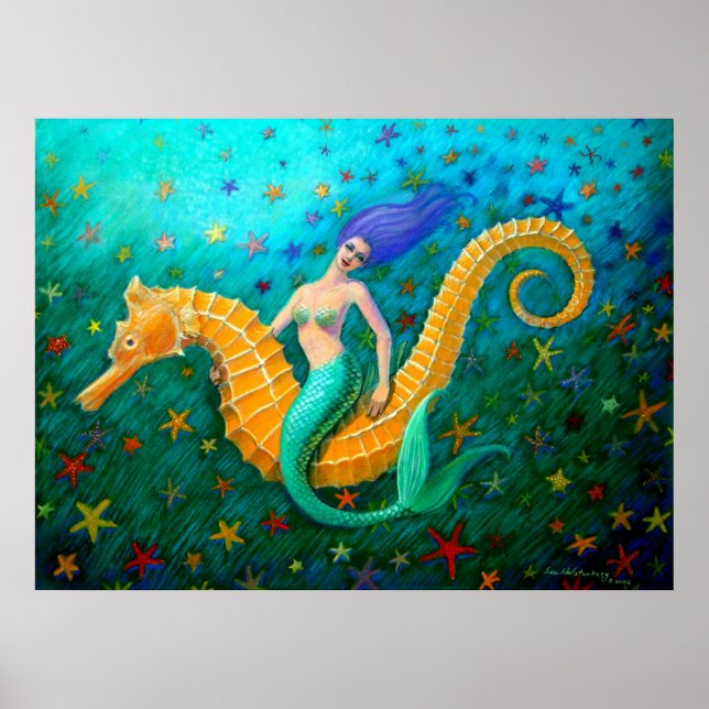Mermaid's Ride- Magical Seahorse Poster (Front)