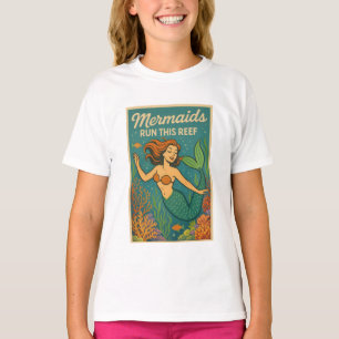 Mermaids Run This Reef Retro Coral Ocean Sea Life T-Shirt