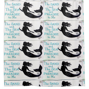 mermaids sand and sea swimming  pattern shower curtain