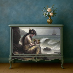 Mermaid's Sea Scroll in Gold Decoupage Tissue Paper