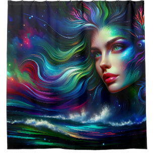 "Mermaid's Starlight Waltz" Shower Curtain