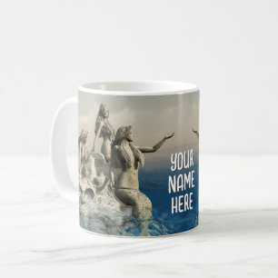 Mermaids statue. Customised Coffee Mug