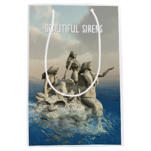 Mermaids statue. Customised Medium Gift Bag