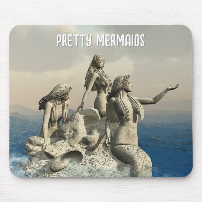Mermaids statue. Customised Mouse Mat (Front)