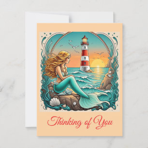 " MERMAID'S SUNSET SERENADE " POSTCARD