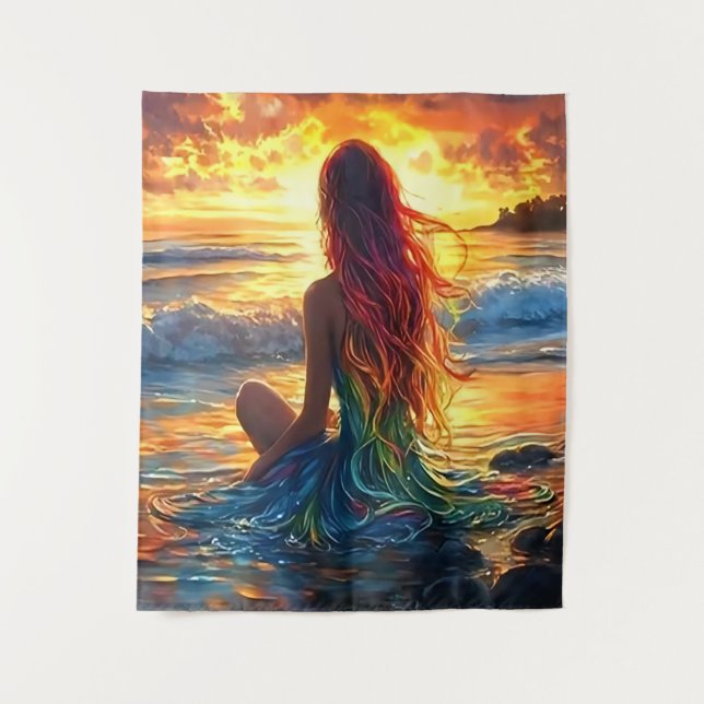 Mermaid's Sunset Tapestry (Front)