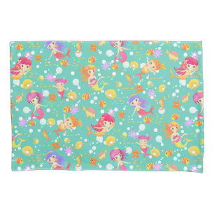 Mermaids Teal with Gingham Pillowcase