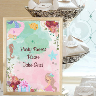 Mermaids Under The Sea Party Favours Sign