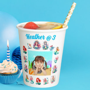 Mermaids Under the Sea Photo Kids Birthday Party Paper Cups
