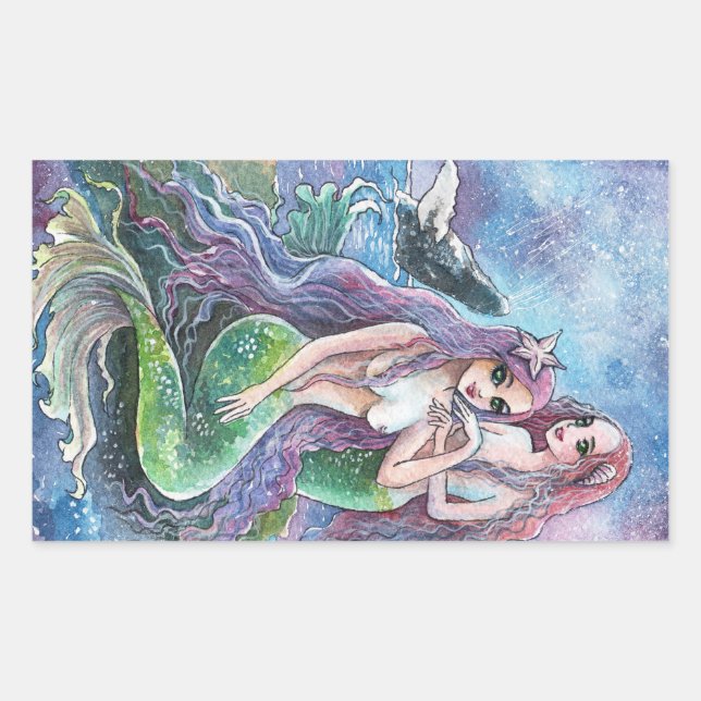 Mermaids Under the Stars Rectangular Sticker (Front)