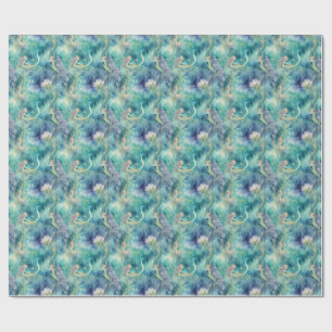 Mermaids watercolor art wrapping paper