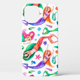 Mermaids Watercolor: Seamless Oceanic Pattern iPhone 12 Case