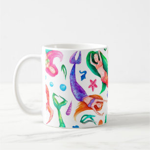 Mermaids Watercolor: Seamless Oceanic Pattern Coffee Mug