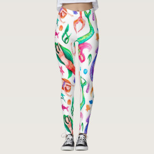 Mermaids Watercolor: Seamless Oceanic Pattern Leggings