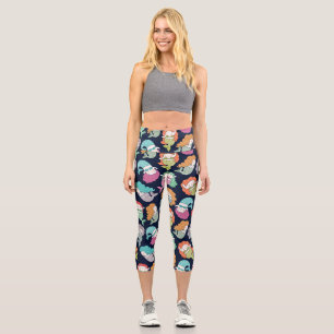 Mermaids: whimsical seamless pattern. capri leggings