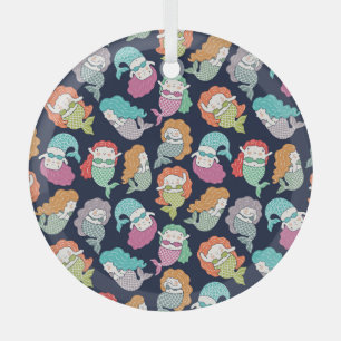 Mermaids: whimsical seamless pattern. glass tree decoration
