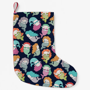 Mermaids: whimsical seamless pattern. small christmas stocking