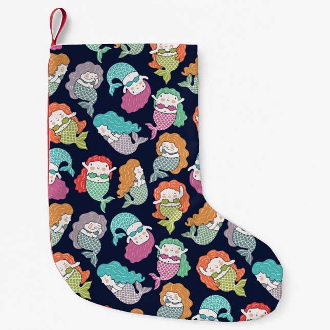 Mermaids: whimsical seamless pattern. small christmas stocking (Front)