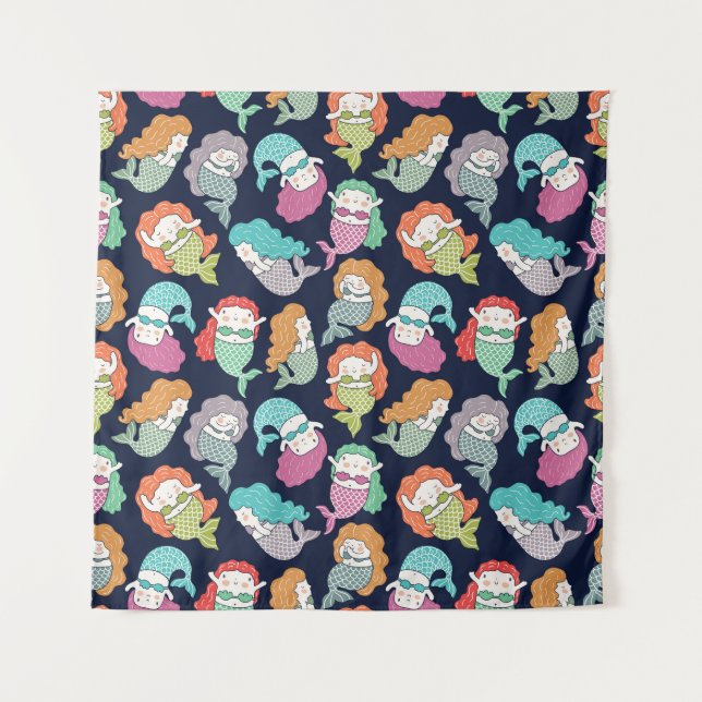 Mermaids: whimsical seamless pattern. tapestry (Front)
