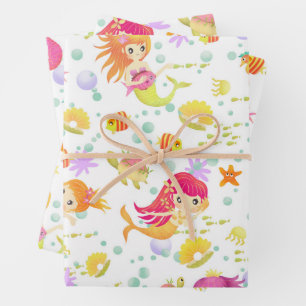 Mermaids White Wrapping Paper Sheet