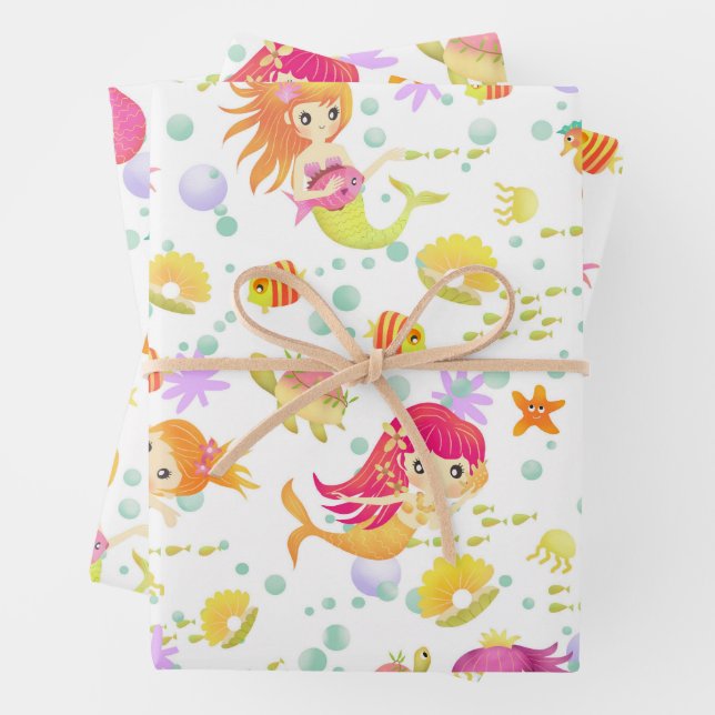 Mermaids White Wrapping Paper Sheet (In situ)