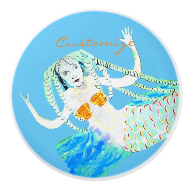 Mermaids with Dreadlocks Thunder_Cove Ceramic Knob (Front)