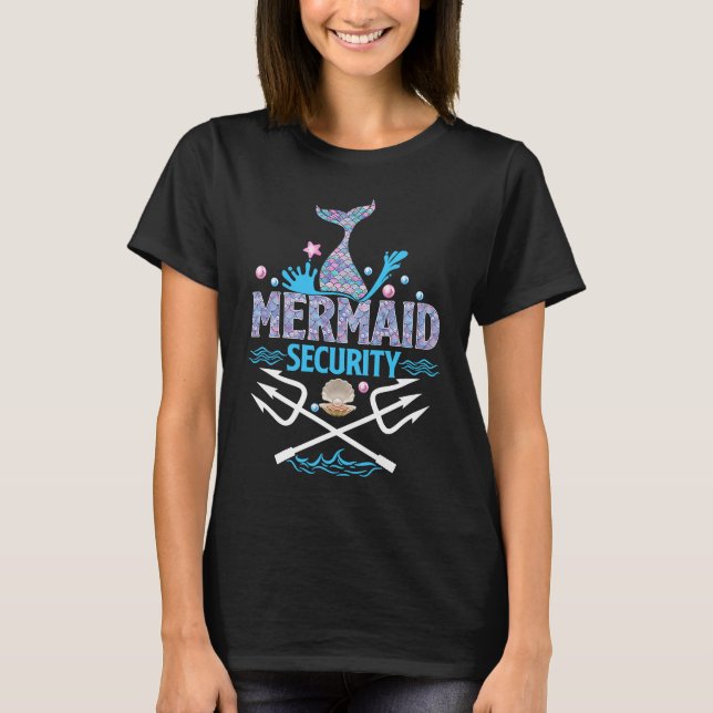 Merman Mermaid Security  Lifeguard Swimmer Costume T-Shirt (Front)