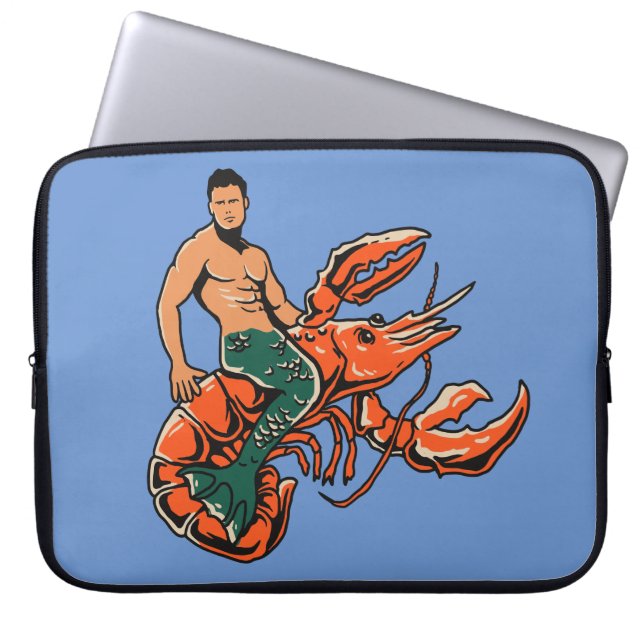 Merman Riding Lobster Laptop Case (Front)