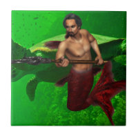 Merman with Sea Turtle Tile