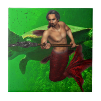 Merman with Sea Turtle Tile