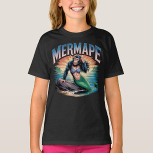 Mermape Illustration – Mermaid Ape Funny Animal T-Shirt