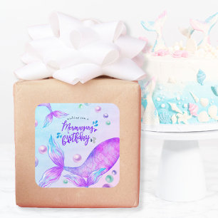 Mermazing Birthday Mermaid Tails Fun and Bright Square Sticker
