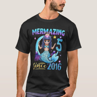 Mermazing Since 2016 5 Years Old Girl Mermaid 5Th T-Shirt